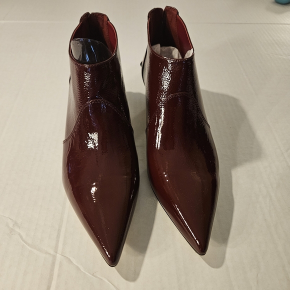 Nine West Glossy Burgundy Ankle Boots - Picture 2 of 9
